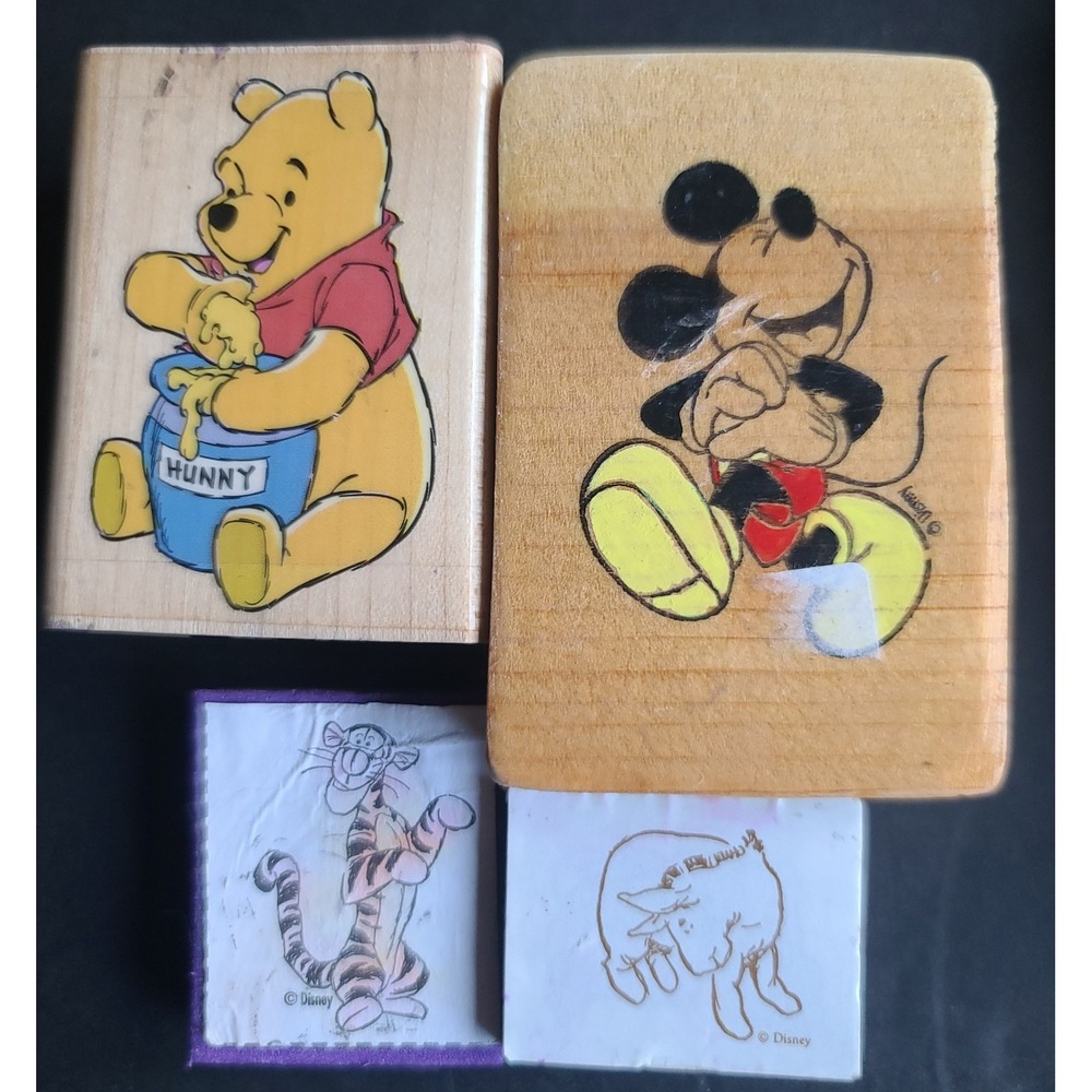 Disney Rubber Stamp Lot 11 pc Winnie the Pooh Mickey Mouse Tweety Bird Vintage - Picture 3 of 8